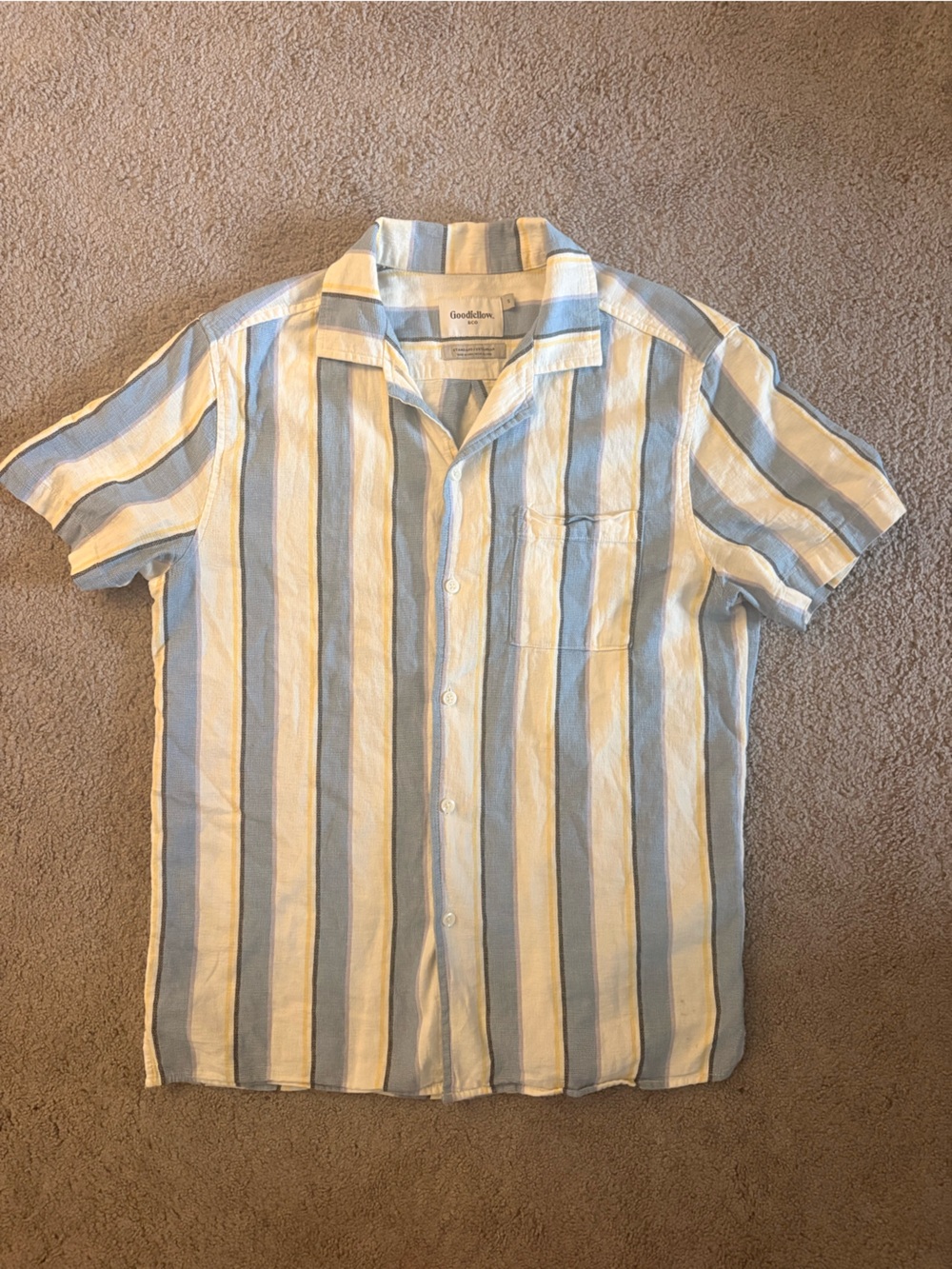 Goodfellow & Co Men’s Blue and White Striped Button-Front Shirt